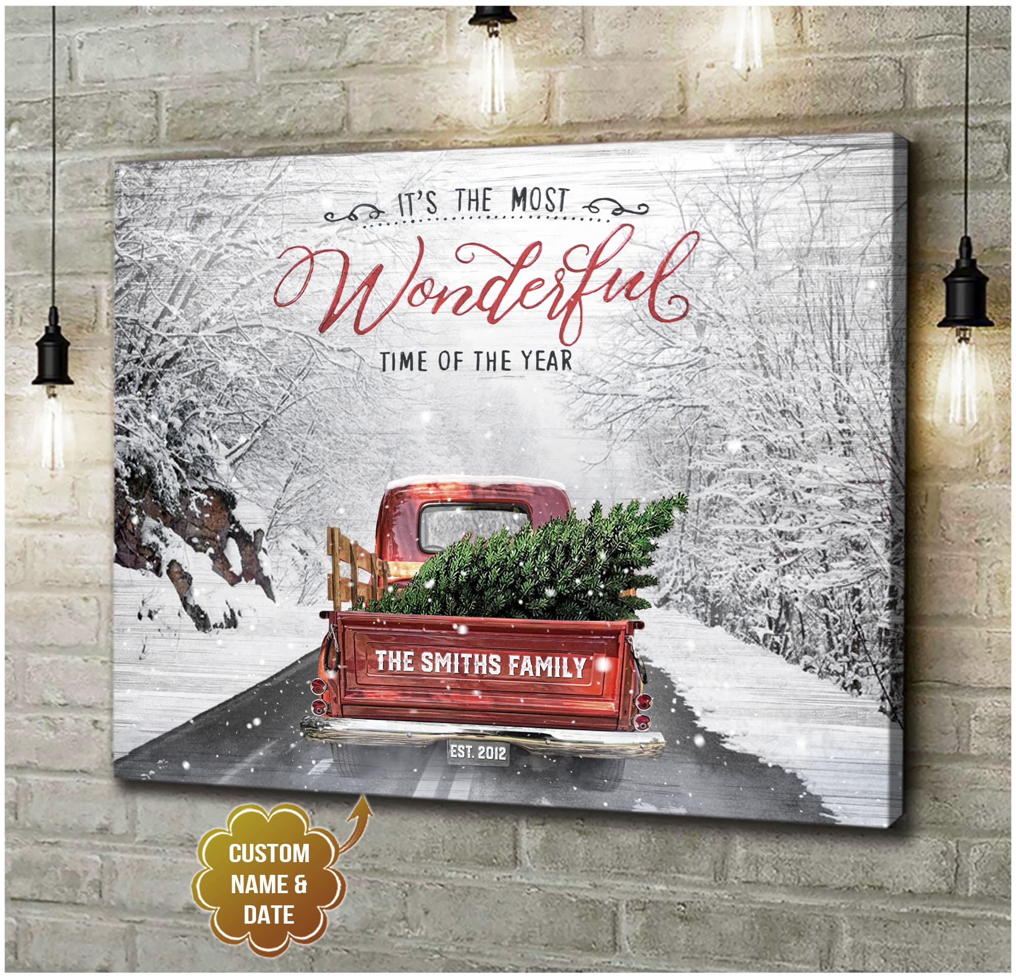 Framed Christmas It's The Most Wonderful Time Of The Year Print Canvas Buffao Plaid