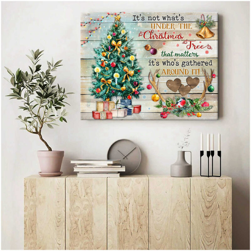 Christmas Canvas Art Under The Christmas Tree Wall Decor Illustration 1