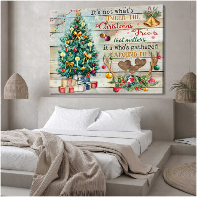 Christmas Canvas Art Under The Christmas Tree Wall Decor Illustration 3
