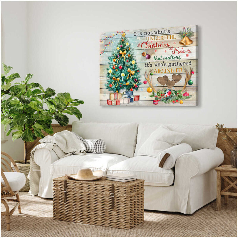 Christmas Canvas Art Under The Christmas Tree Wall Decor Illustration 4