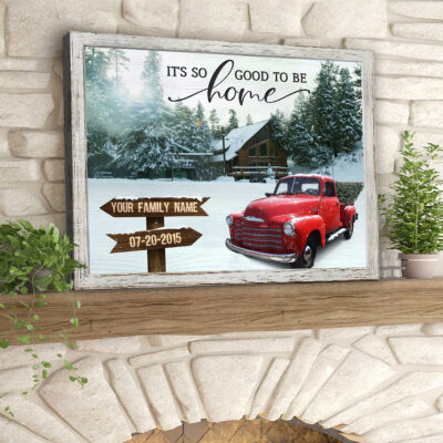 Custom Canvas Prints Christmas Family Gift Red Truck