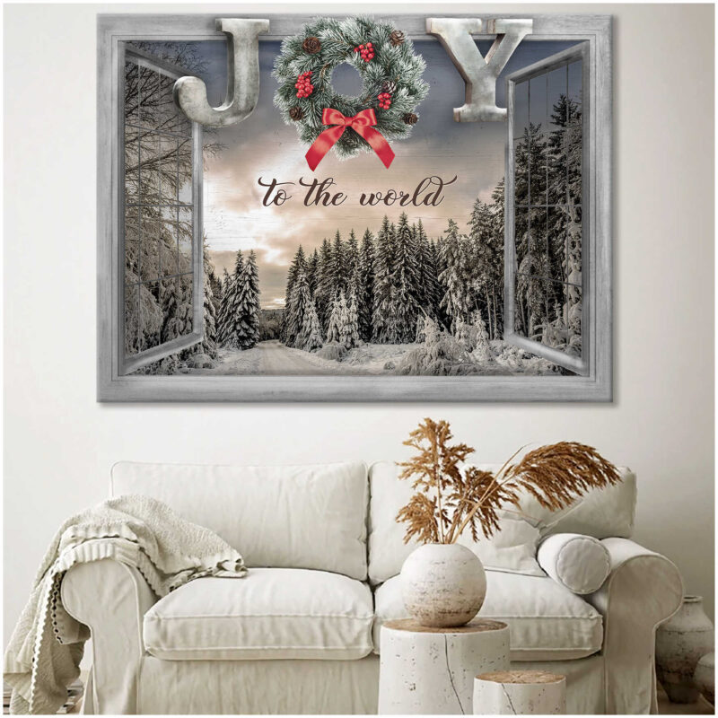 Canvas Wall Decor Christmas Gift Window Joy To The World Ohcanvas (Illustration-1)