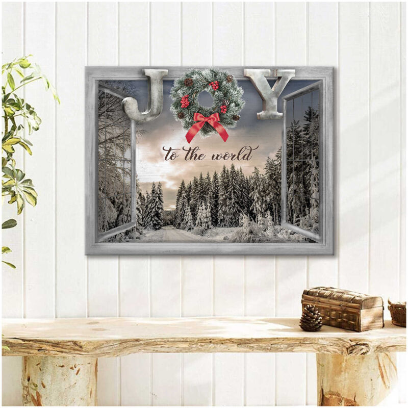 Canvas Wall Decor Christmas Gift Window Joy To The World Ohcanvas (Illustration-3)