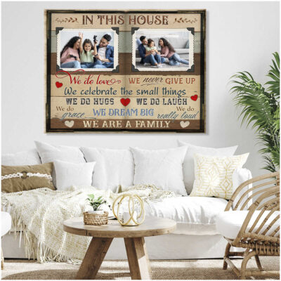 Custom Canvas Personalized Photo Gifts Family Photo In This House We Do Love Wall Art Decor