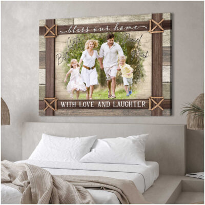 Custom Canvas Prints Personalized Farmhouse Photo Gifts Bless our home with love and laughter Wall Art Decor Ohcanvas