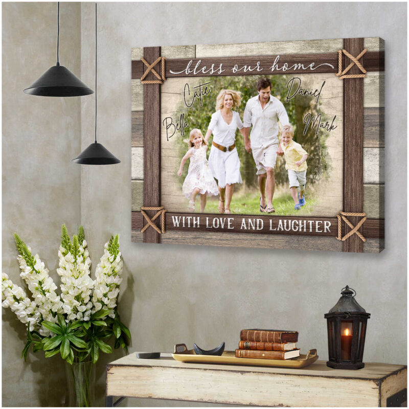 Custom Canvas Prints Personalized Farmhouse Photo Gifts Bless Our Home With Love And Laughter Wall Art Decor Ohcanvas (Illustration-4)