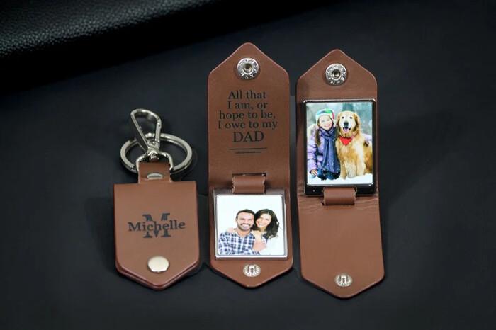 Leather Key Chain - personalized wedding gifts for parents.