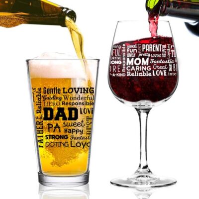Mom Wine & Dad Beer - personalized wedding gifts for parents.