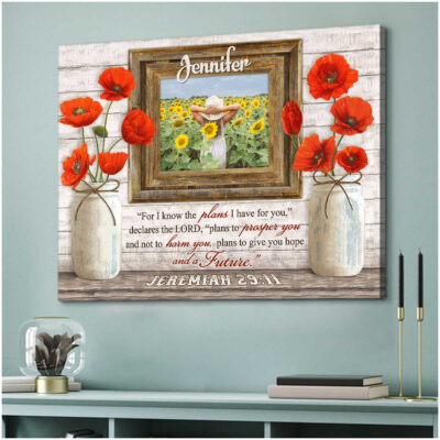Personalized Beautiful Poppy Flowers Jeremiah 29:11 Sweet Custom Wall Art Decor