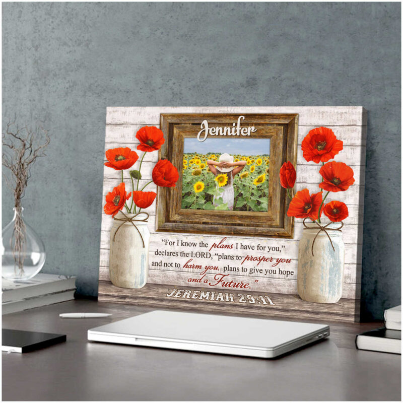 Personalized Beautiful Poppy Flowers Jeremiah 29:11 Sweet Custom Wall Art Decor Illustration 1
