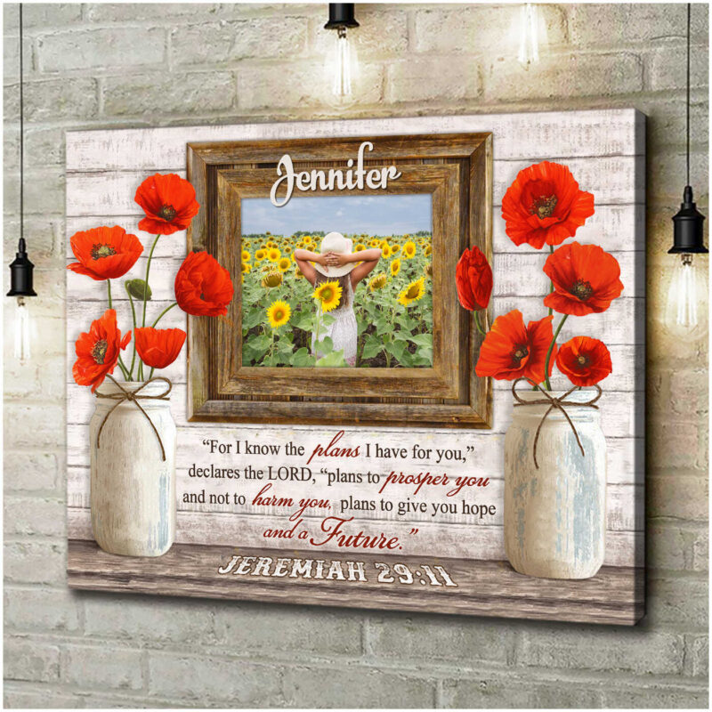 Personalized Beautiful Poppy Flowers Jeremiah 29:11 Sweet Custom Wall Art Decor Illustration 3