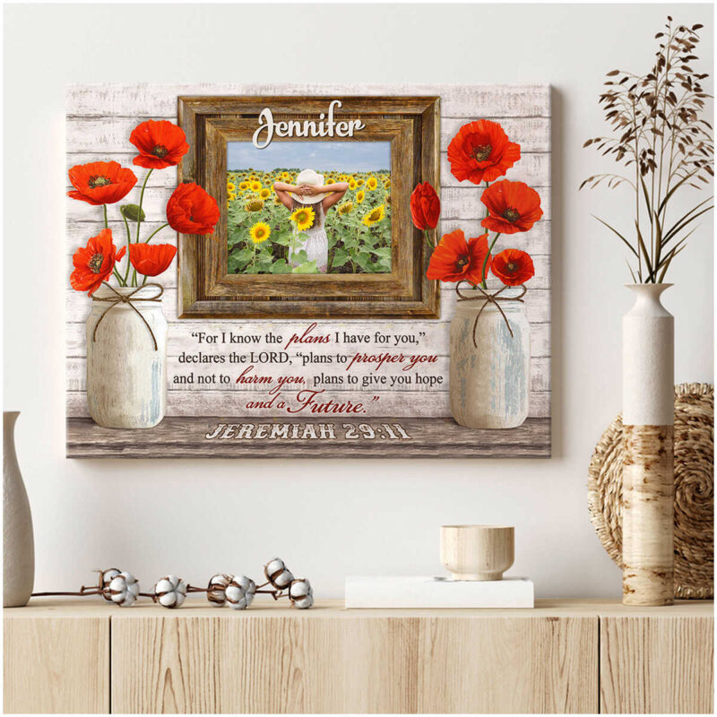 Personalized Beautiful Poppy Flowers Jeremiah 29:11 Sweet Custom Wall Art Decor Illustration 4