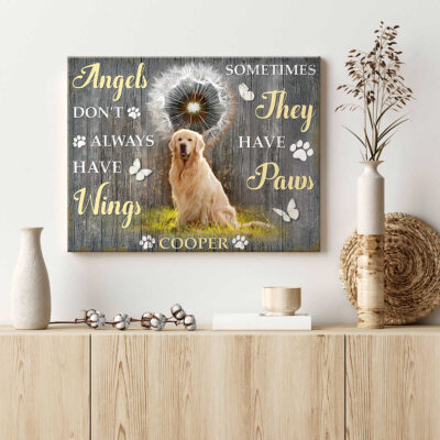 Custom Canvas Prints Memorial Pet Photo Angels Don'T Always Have Wings Illustration 1
