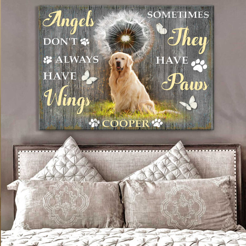 Custom Canvas Prints Memorial Pet Photo Angels Don'T Always Have Wings Illustration 3