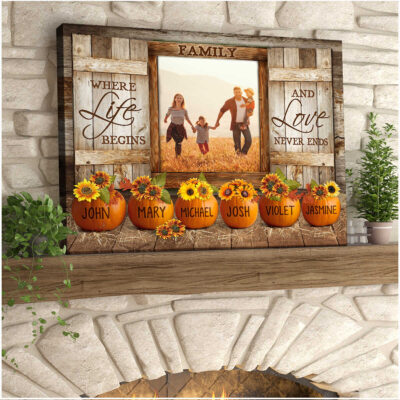 Personalized Names Family Gifts Autumn Sunflower Farmhouse Sunflower Gift Ideas Canvas Print
