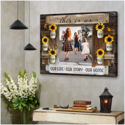 Custom Canvas Prints Personalized Photo Gifts Family Gifts Rustic Window Sunflowers Art