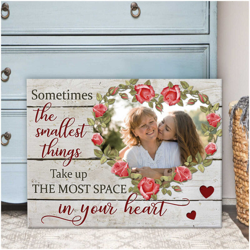 Gift For Mom And Daughter Sometimes The Smallest Things Custom Photo Personalized Canvas Wall Decor Illustration 1