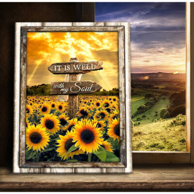 Floral Wall Decor Christian Wall Art Sunflower Field It Is Well With My Soul Canvas Print