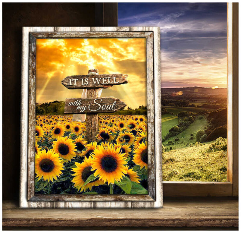 Floral Wall Decor Christian Wall Art Sunflower Field It Is Well With My Soul Canvas Print