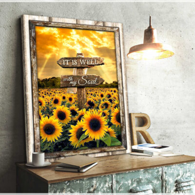Floral Wall Decor Christian Wall Art Sunflower Field It Is Well With My Soul Canvas Print Illustration 4