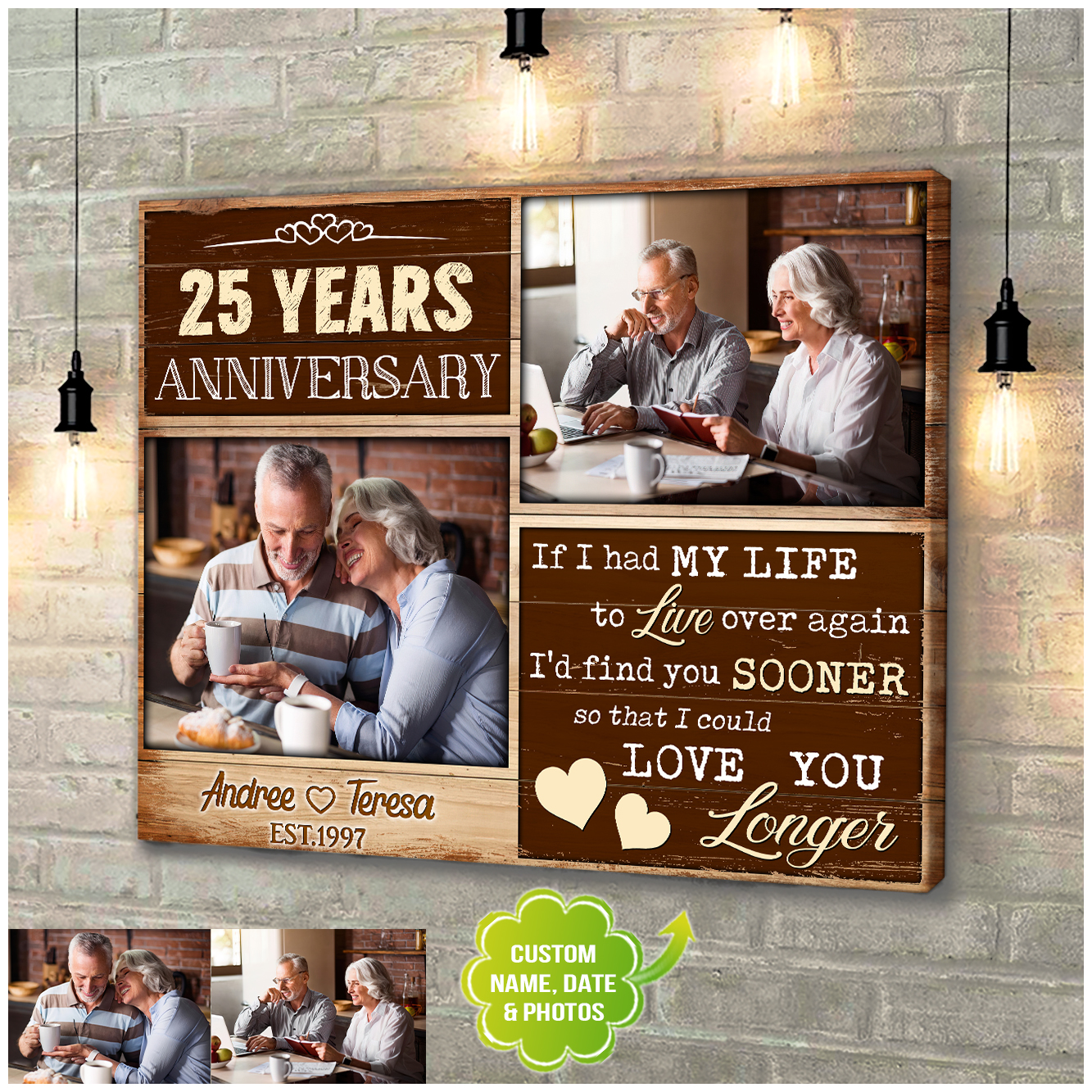 Personalized 25th Wedding Anniversary Gift for Couple 25th Anniversary Gifts  for Husband Wife 25th Wedding Anniversary Picture Collage Gift 