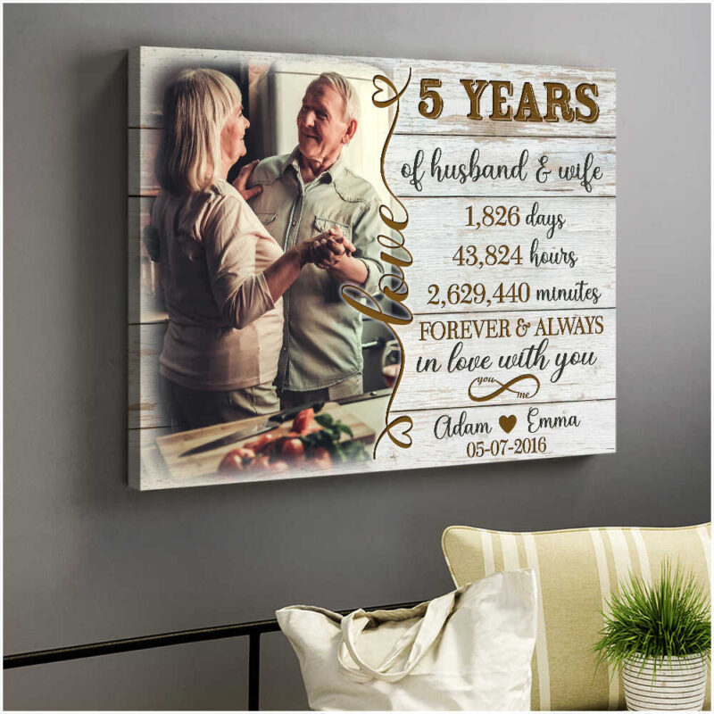 Personalized Five Year Anniversary Gifts Beautiful Canvas Print Decor Illustration 3