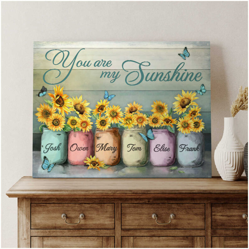 You Are My Sunshine Gifts For Grandma Customized Names Canvas Print Wall Art Illustration 3