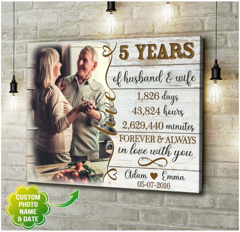 Personalized Five Year Anniversary Gifts Beautiful Canvas Print Decor