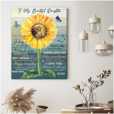 Customized Sunflower To My Beautiful Daughter Gift Canvas Print Wall Art Decor