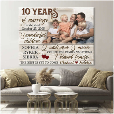 Personalized Family Canvas Art 10 Years Of Marrige Anniversary Gifts Illustration 1