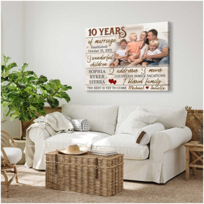 Personalized Family Canvas Art 10 Years Of Marrige Anniversary Gifts Illustration 3