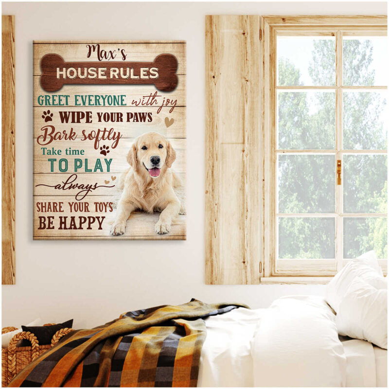 Custom Canvas Prints Personalized Pet Photo Dog'S House Rules Illustration 1