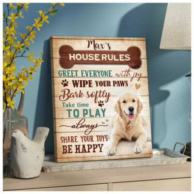 Custom Canvas Prints Personalized Pet Photo Dog'S House Rules Illustration 2
