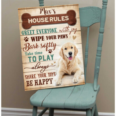 Custom Canvas Prints Personalized Pet Photo Dog's House Rules