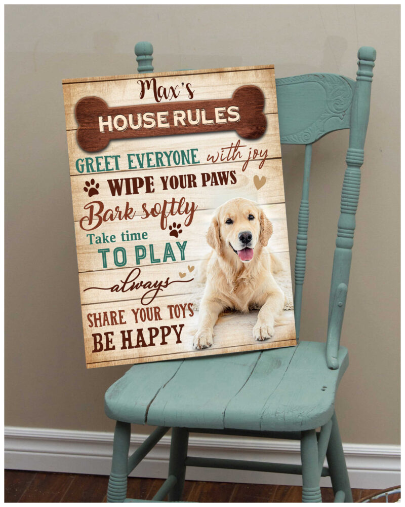 Custom Canvas Prints Personalized Pet Photo Dog'S House Rules