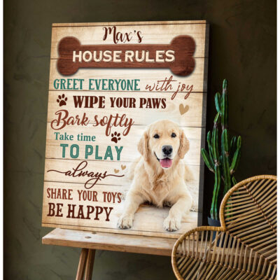 Custom Canvas Prints Personalized Pet Photo Dog'S House Rules Illustration 4