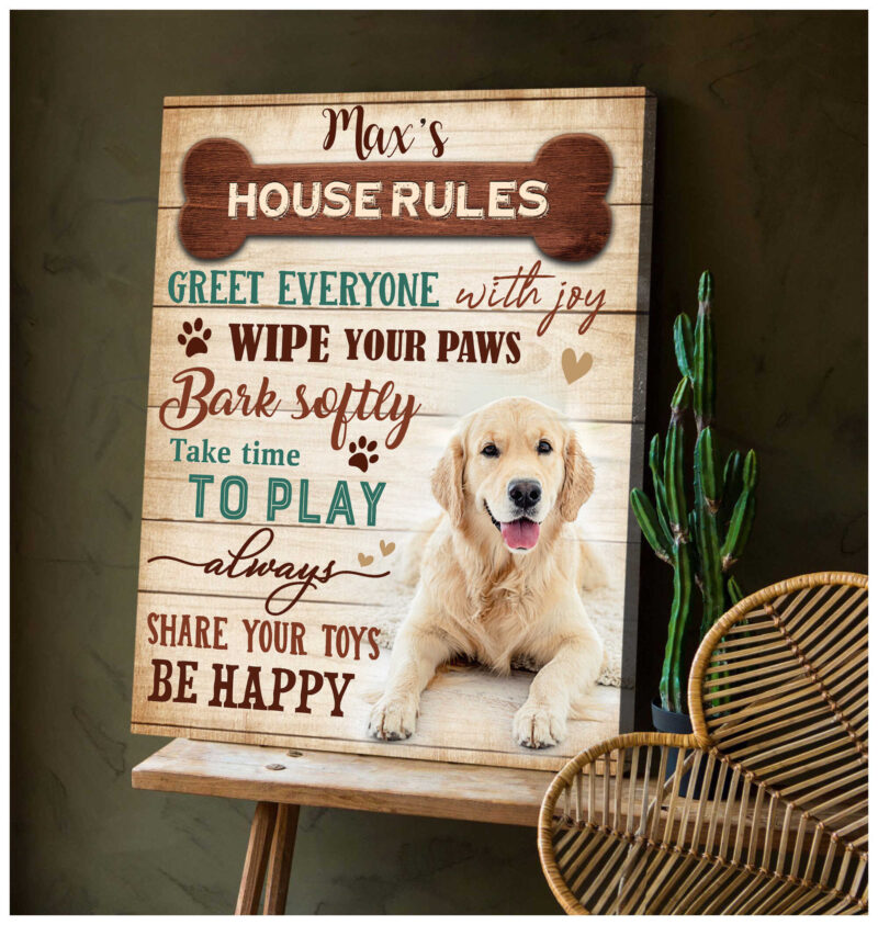 Custom Canvas Prints Personalized Pet Photo Dog'S House Rules Illustration 4