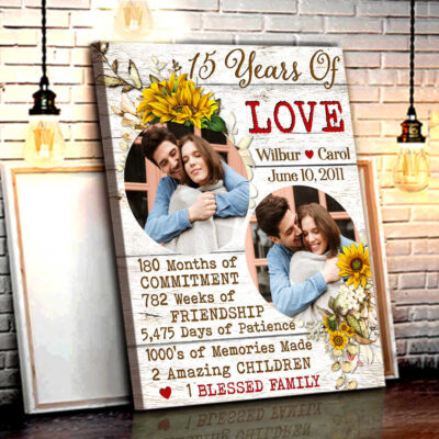 Custom Canvas 15th Wedding Anniversary Gifts For Couple