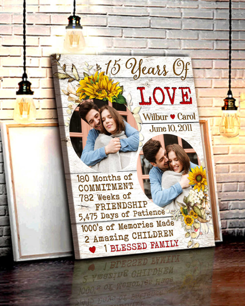 Custom Canvas 15Th Wedding Anniversary Gifts For Couple