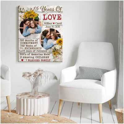 Custom Canvas 15Th Wedding Anniversary Gifts For Couple Illustration 2