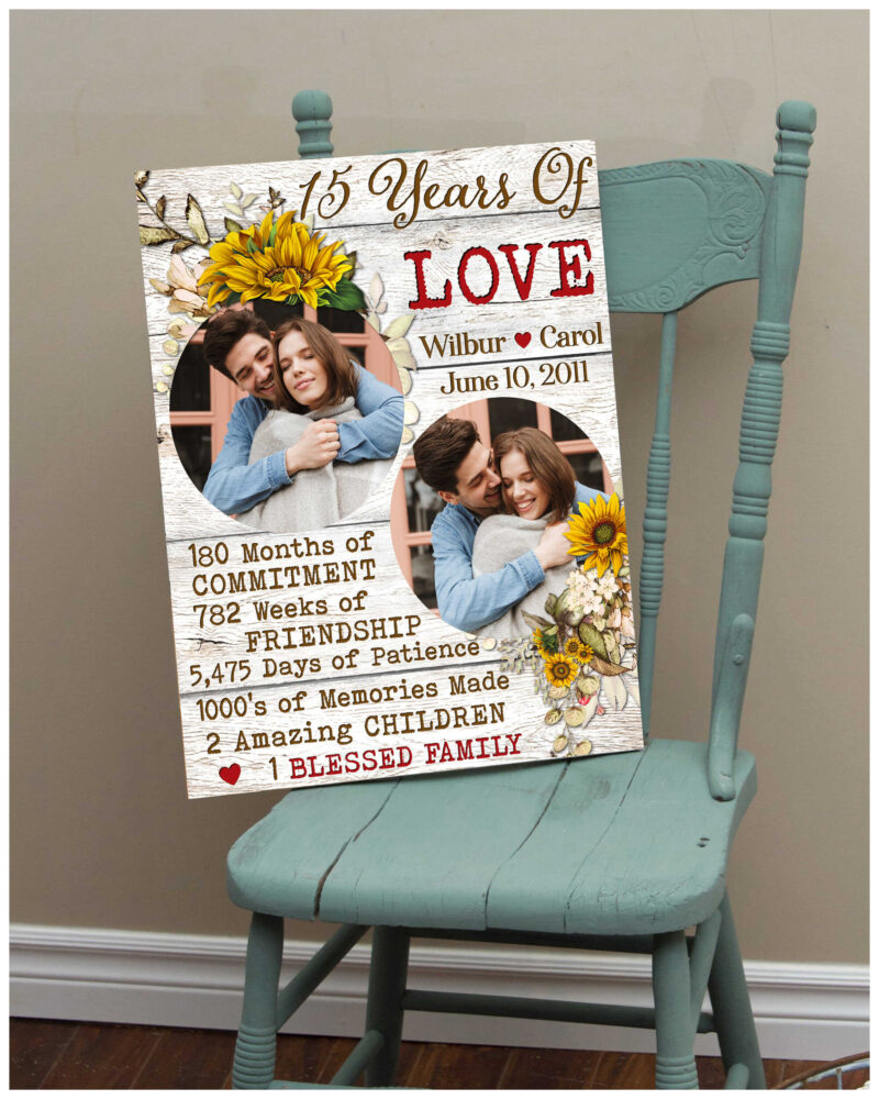 Custom Canvas 15Th Wedding Anniversary Gifts For Couple Illustration 3