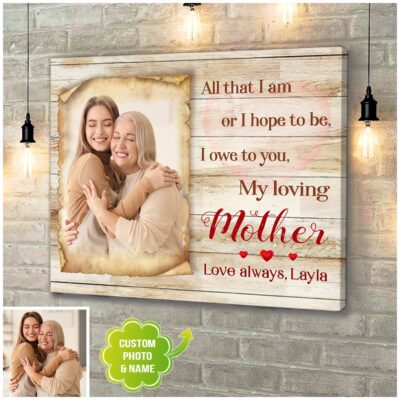 Customized Mom And Daughter Alway Love Mom Canvas Wall Art Decor