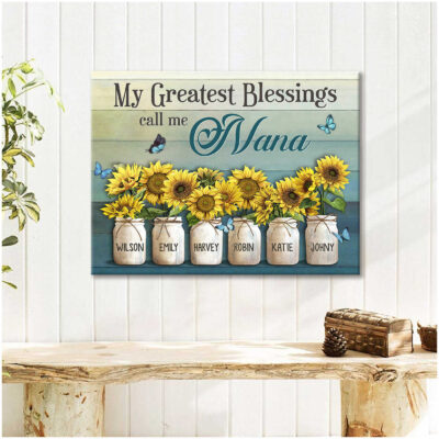 Customized My Greatest Blessings Names Sunflower Art Canvas Print Gifts For Grandma Art Illustration 4