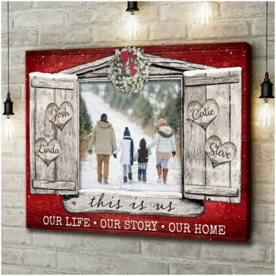 Personalized Photo Gift Christmas Rustic Window Canvas Prints