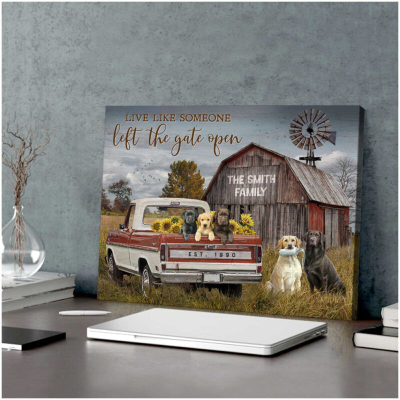 Canvas Prints Personalized Gifts Farmhouse Labrador Retrievers Illustration 1
