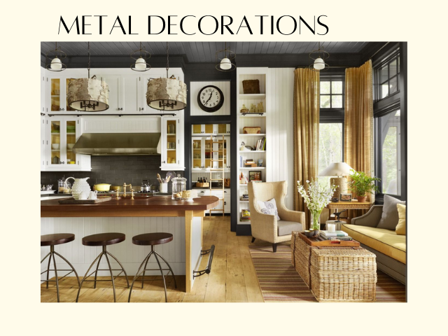 metal elements is one of rustic decorating ideas for warm living room