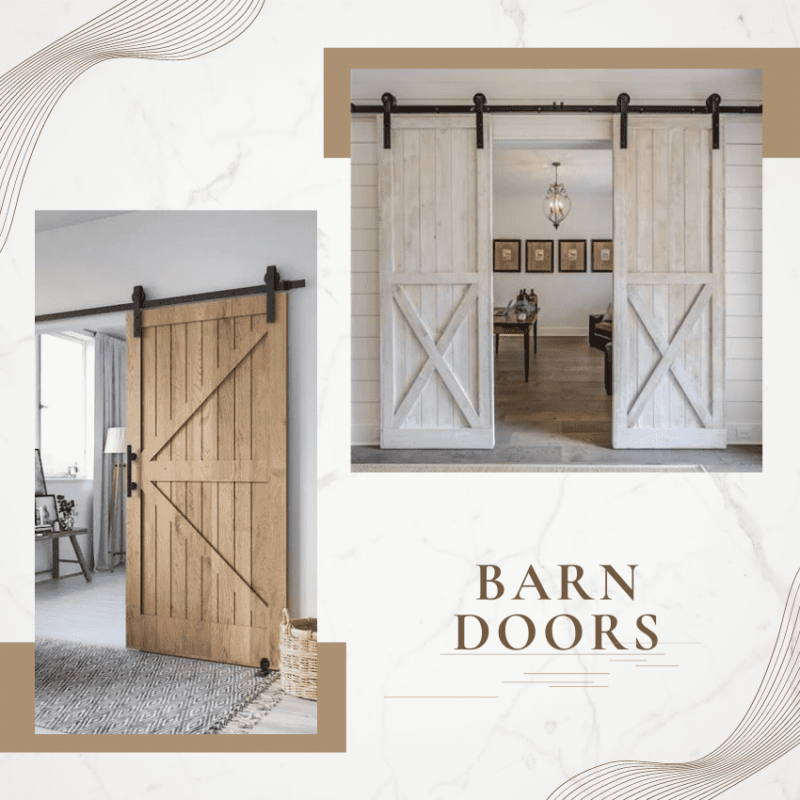 modern farmhouse interior with barn doors