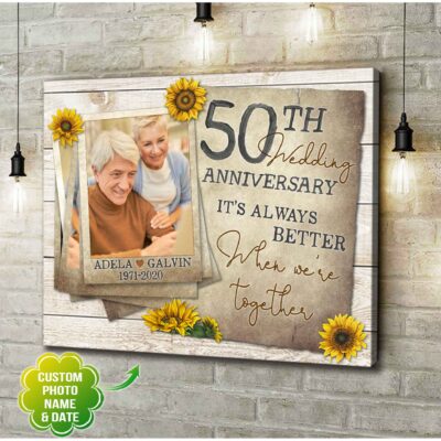 Personalized Photo Couple Golden Anniversary Gifts Canvas Print Illustration 1