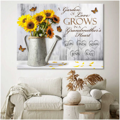 Personalized Beautiful Gifts For Grandma And Grandma Canvas Print With Grandkids’ Names Art Illustration 2