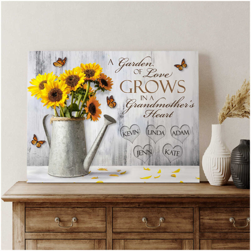 Personalized Beautiful Gifts For Grandma And Grandma Canvas Print With Grandkids’ Names Art Illustration 3